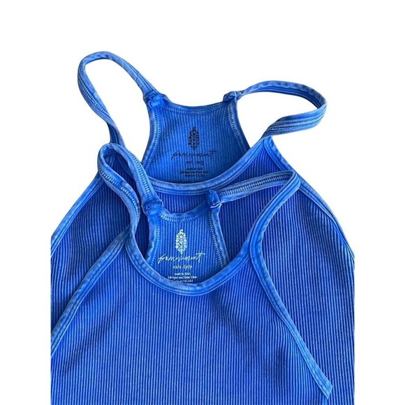FREE PEOPLE COSMIC COBALT BLUE HAPPINESS RUNS LONG CROP TANK SZ:X/S M/L NWOT - Picture 6 of 6